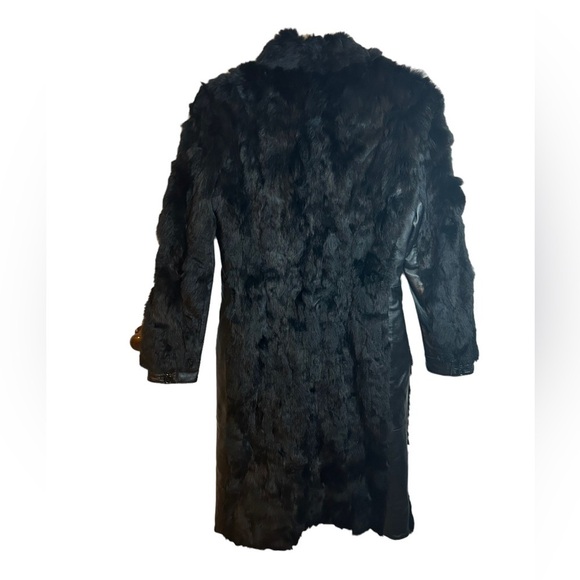 BEBE VINTAGE LEATHER RABBIT FUR COAT - Picture 2 of 4